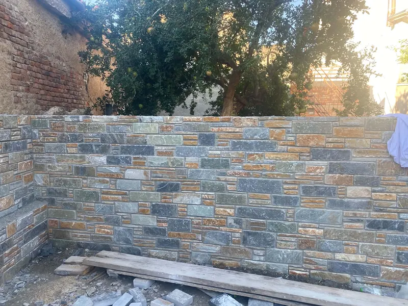 Grey ochre grüner Schiefer rectangular Wandverkleidung — PelionStones.gr
