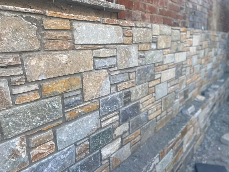 Ochre grey rust Wandverkleidung brick facade — PelionStones.gr