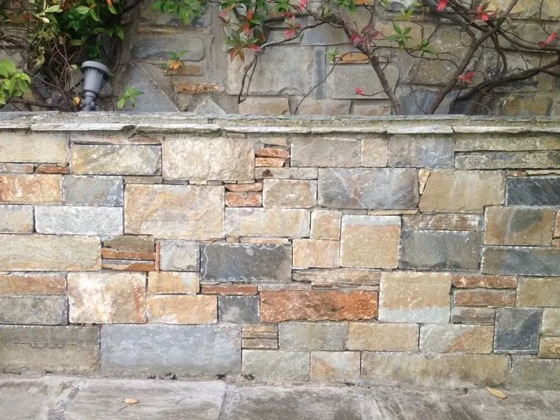 Ochre rust grey retaining Wandverkleidung capstone — PelionStones.gr