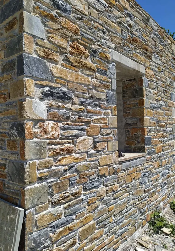 Ochre rust grey Wandverkleidung stone lintels — PelionStones.gr